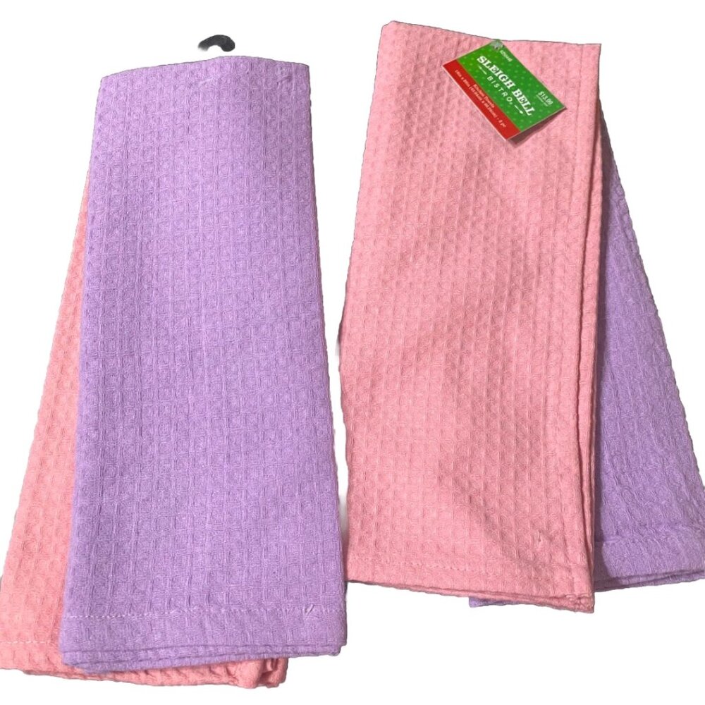 Sleigh Bell Kitchen towels - 2 sets of 2 - NWT